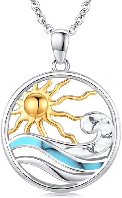 Midir&Etain Ocean Necklace 925 Sterling Silver Blue Opal Necklace Starfish/Flip Flop/Shark Pendant Beach Ocean Jewelry for Women