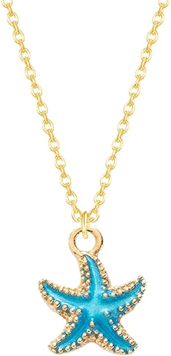 Dreuyet Starfish Necklaces for Women Dainty Alloy Enamel Ocean Starfish Pendant Necklaces Cute Tiny Summer Beach Necklace Jewelry Gifts for Best Friend