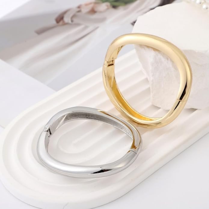 Gold/Silver Cuff Bangle Bracelets For Women Chunky Waterdrop Twisted Hinged Bangle Bracelets Minimalist Arm Cuff Bracelet Jewelry Gifts