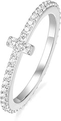 EAMTI 2mm Wedding Band Cubic Zirconia Half Eternity Stackable Brass Engagement Ring Size 3-13