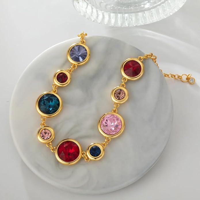 Women's Bracelet Colorful Zircon Geometric Circle Alloy Jewelry Fashion Luxury Gift for Daily Office Wear