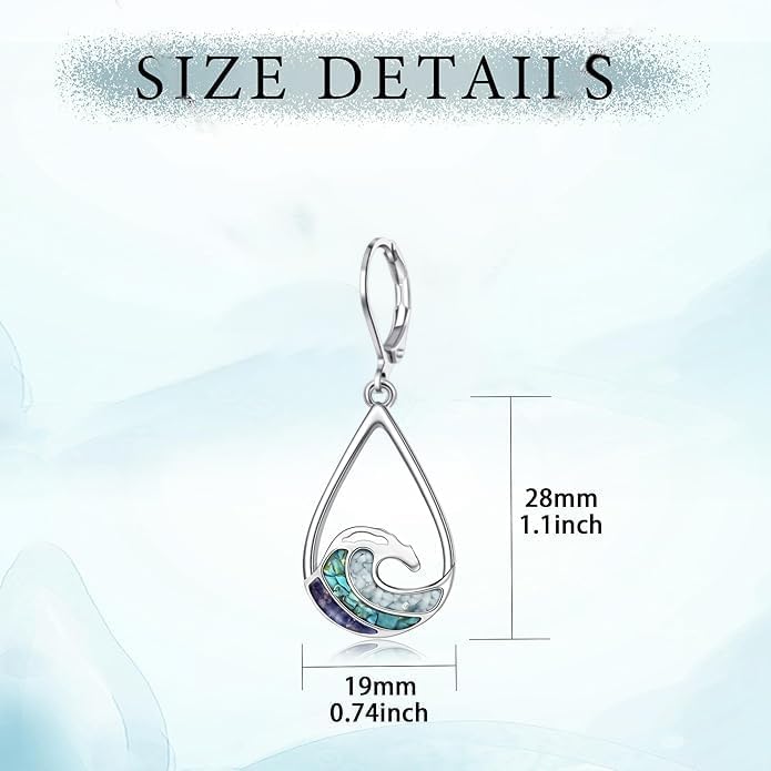 Ocean Wave Earrings for Women Turquoise Dangle Earrings Ocaen Jewelry for Women