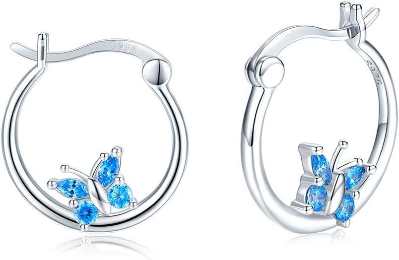 JUSTKIDSTOY Hypoallergenic Panda/Unicorn/Hummingbird/Dolphin Hoop Earrings for Women 925 Sterling Silver Animal Huggie Hoop Earrings Jewelry Gifts for Sensitive Ears