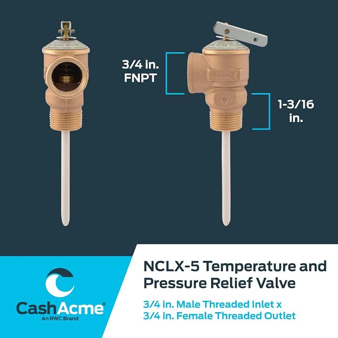 Cash Acme 3/4 Inch NCLX-5 Temperature and Pressure Relief Valve, Push to - Image 5