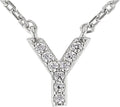 JTV Sterling Silver Initial Necklace for Women, 0.13 CTW White Cubic Zirconia Letter Pendant, Rhodium-Plated, Personalized Monogram Jewelry, Gift Box Included, 18”