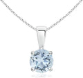 Angara Natural Aquamarine Solitaire Pendant for Women | Round Aquamarine Solitaire Pendant Necklace in 14K Solid Gold/Silver/Platinum With 18" Chain | March Birthday, Gemstone Jewelry Gift