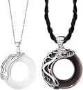 2Pcs Couple Matching Necklace for Men Women Vintage Angel and Demon Couple Necklace Sun Moon Star Pendant Necklace Dragon Phoenix Necklace Black White Round Glass Necklace Birthday Valentine's Day Jewelry