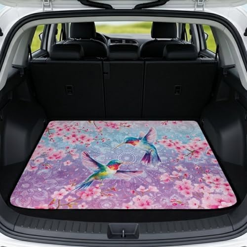 Hummingbird Mandala Waterproof Car Trunk Mat 29"x39" by Mintulipy