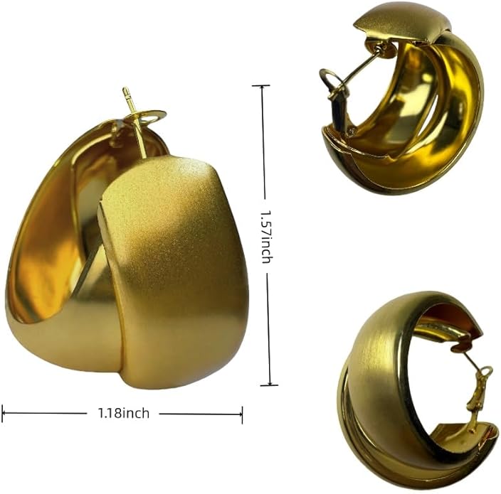 Brass Geometric Oval Earrings For Women Polished Smooth Surface Ethnic Wedding Party Outfit Gold Minimalist Earrings Indian Bollywood Fashion Jewelry Women's Style