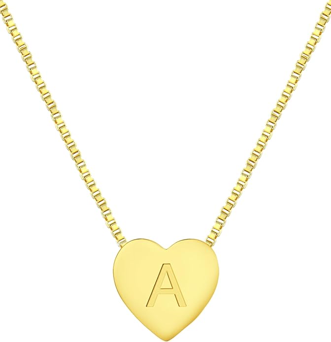 YL Initial Necklace 925 Sterling Silver Heart Letter Pendant A-Z Alphabet Cubic Zirconia Jewelry for Women