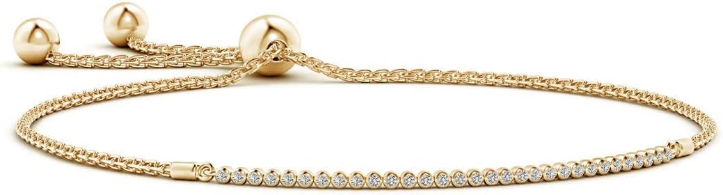 Angara Diamond Tennis Bolo Bracelet in 14K Solid Gold | Natural Diamond Adjustable Chain Bracelet for Women | April Birthstone Jewelry Gift For Women