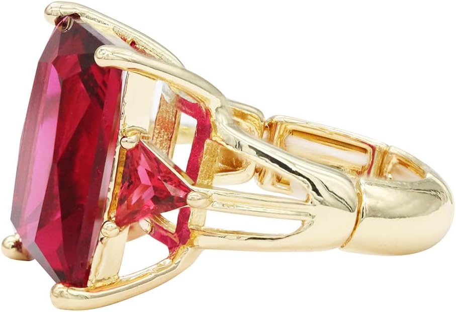 Lavencious Big Bold Radiant CZ Stones Stretch Rings for Women Size for 7-9