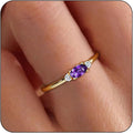 14k Gold Plated Birthstone Rings for Women Dainty Stackable Rings Non Tarnish Thumb CZ Emerald Green Gemstone Ring Cute Jewelry Birthday Valentine Gift for Mother Daughter Band Size 6-11