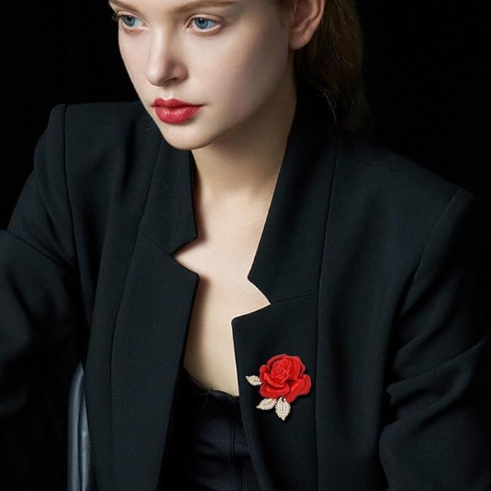 Red Rose Flower Brooches and Pins for Women Costume Jewelry Brooch Pins Broches Jewelry for Women Elegant Lady Pin