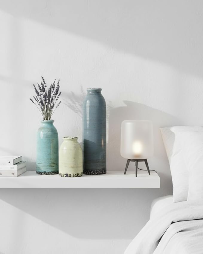 Modern Pottery Vase Set of 3, Neutral Ceramic Bottle Vases - Image 7