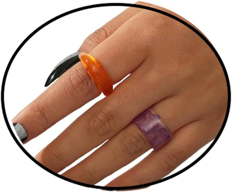 Multicolor Resin Chunky Rings for Women,Acrylic Plastic Rin Knuckle Finger Cute Trendy Aesthetic Y2k Statement Ring Vintage Simple Geometric Rings Jewelry