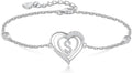 RIVIKO Heart Initial Bracelets for Women,925 Sterling Silver Letter Bracelets, Personalized Charm Alphabet Jewelry Valentines Christmas Mother’s Day Birthday Gifts for Women Friend Her Mom Wife Lady