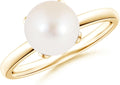 Angara Freshwater Pearl Solitaire Ring for Women | Round Freshwater Cultured Pearl Solitaire Ring in 14K Solid Gold/Silver | June Birthday, Anniversary, Gemstone Jewellery Gift