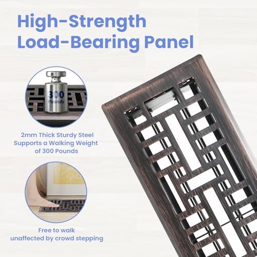 Howeall 4x14 Inches Heavy Duty Walkable Floor Register Easy Adjust Air Supply - Image 2