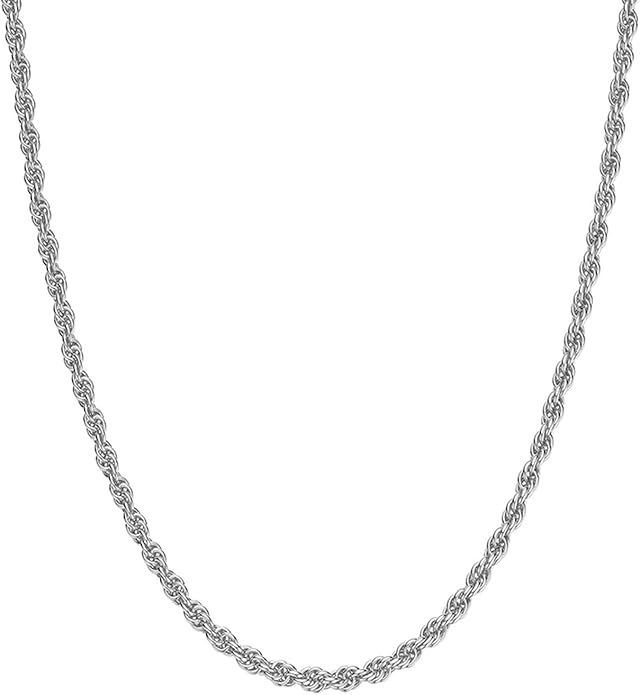 Fashion Necklace, White Gold and 18K Gold Plated Necklaces, Snake Chain, Rope Chain.Best Gift for Woman(16-18in)