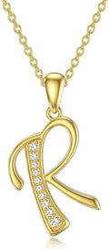 14k Gold Initial Necklace for Women, Solid Gold Moissanite Letter Pendant Necklaces Jewelry for Her Birthday Valentines Day Gifts for Mom Wife Christmas Gifts for Girlfriend Sister