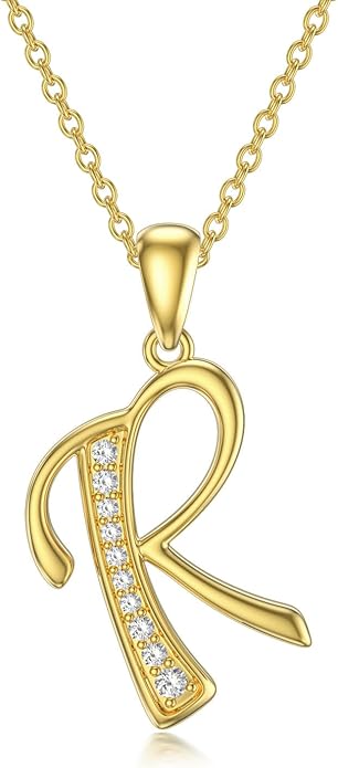 14k Gold Initial Necklace for Women, Solid Gold Moissanite Letter Pendant Necklaces Jewelry for Her Birthday Valentines Day Gifts for Mom Wife Christmas Gifts for Girlfriend Sister