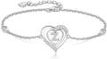 RIVIKO Heart Initial Bracelets for Women,925 Sterling Silver Letter Bracelets, Personalized Charm Alphabet Jewelry Valentines Christmas Mother’s Day Birthday Gifts for Women Friend Her Mom Wife Lady