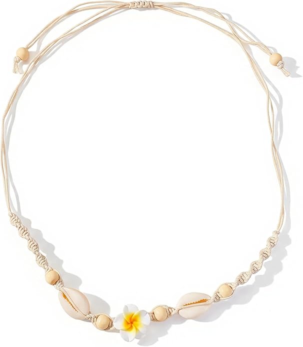 Nackiy Handmade Sea Shell Necklace for Women Summer Adjustable Natural Shell Collar Necklace