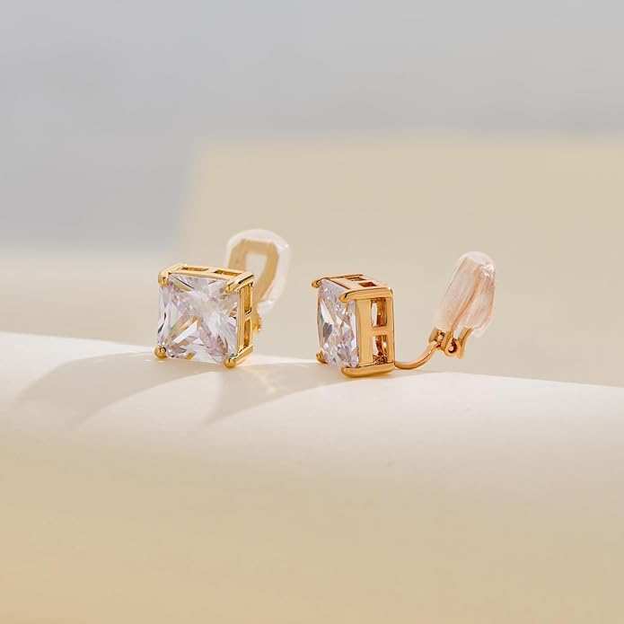 FAMARINE CZ Clip on Earrings for Women Clip Earring Non-pierced Earrings