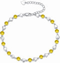 Birthstone Charm Link Bracelet 925 Sterling Silver Rose/Heart/Mom Bracelet with 12 Months Birthstone Mother's Day Gift Jewelry Gifts for Women,Chain Length 7"+2" Extend