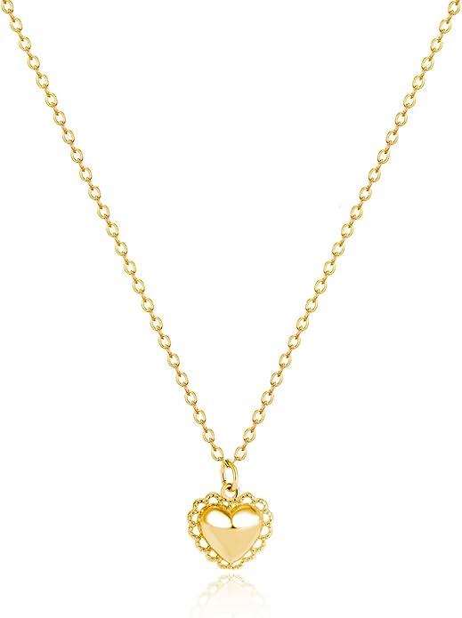 Zeffy Dainty Gold Heart Necklace for Women Trendy 14K Gold/Silver Plate Cute Heart Pendant Choker Necklaces Gold Love Heart Chain Necklace for Women Dainty Gold Jewelry Gifts for Women