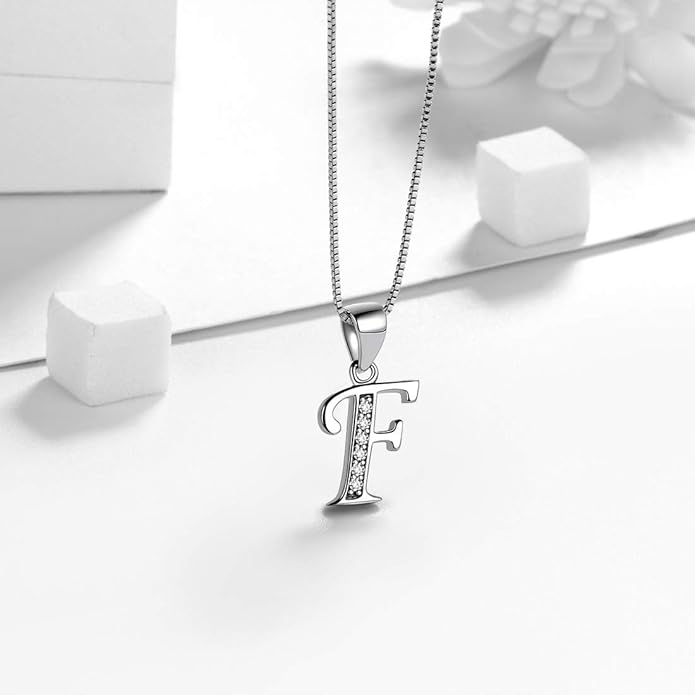 Aurora Tears Letter Necklace Initial 925 Sterling Silver Alphabet Pendant Crystal Name Gift Women Cubic Zirconia Jewelry