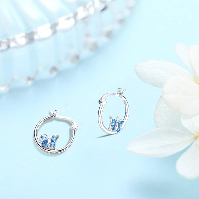 JUSTKIDSTOY Hypoallergenic Panda/Unicorn/Hummingbird/Dolphin Hoop Earrings for Women 925 Sterling Silver Animal Huggie Hoop Earrings Jewelry Gifts for Sensitive Ears