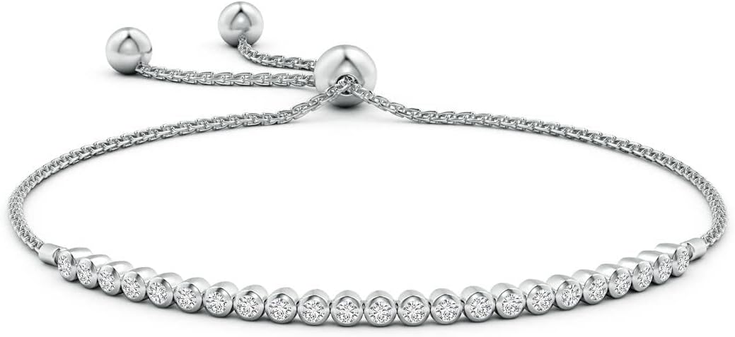 Angara Diamond Tennis Bolo Bracelet in 14K Solid Gold | Natural Diamond Adjustable Chain Bracelet for Women | April Birthstone Jewelry Gift For Women