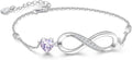 RIVIKO Infinity Love Heart Symbol Charm Bracelet for Women 925 Sterling Silver Adjustable Birthday Valentine’s Day Christmas Mothers Day Jewelry Gift for Mom Women Wife Her Friends