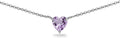 Birthstone Necklace for Women - Genuine or Synthetic Gemstone, 7mm Heart Solitaire, Short Dainty Layered Choker, Silver