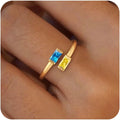 Honsny Gold Birthstone Rings for Women Non Tarnish 14K Gold Plated Adjustable Emerald Ring Cubic Zirconia Gemstone Promise Ring for Her Engagement Personalized Waterproof Jewelry Gifts for Birthday
