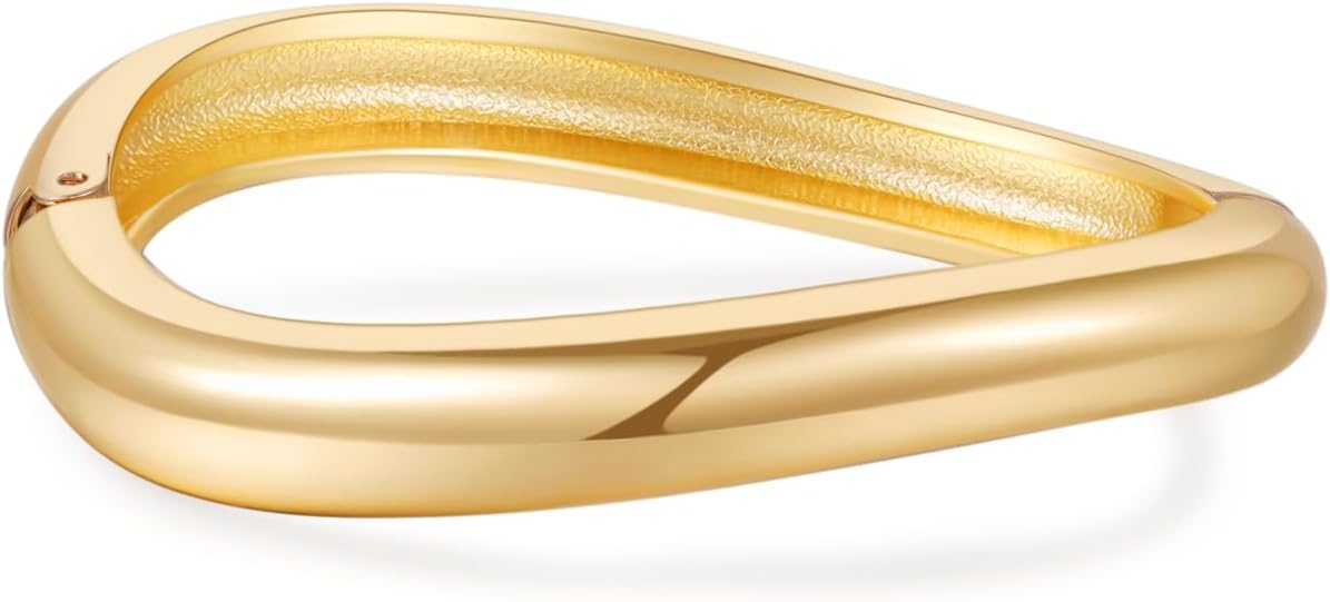 Chunky Gold/Silver Gold Cuff Bangle Bracelets for Women Trendy Hinged Cuff Open Wide Chunky Gold Bracelet Minimalist Bangle Jewelry Gift