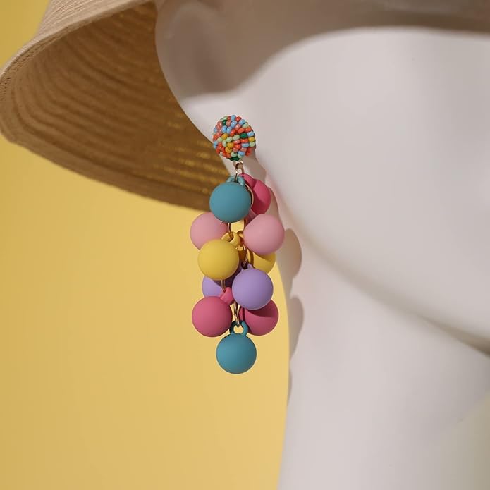 Acrylic ball Beads Dangle Earrings for Women,Colorful Statement Earring Cute Candy Colored Drop Dangle Geometric Jewelry Earrings For Gift Party