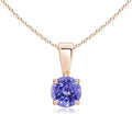 Angara Natural Tanzanite Solitaire Pendant for Women | Round Tanzanite Solitaire Pendant Necklace in 14K Solid Gold/Silver/Platinum With 18" Chain | December Birthday, Gemstone Jewelry Gift