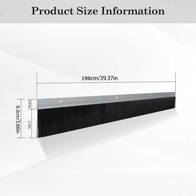 1 Pack Retsun Door Sweep Brush Seal, 3.66" W x 39.37" L, 2.75" W Bristles | - Image 2