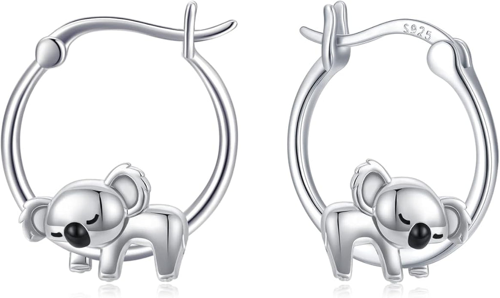JUSTKIDSTOY Hypoallergenic Panda/Unicorn/Hummingbird/Dolphin Hoop Earrings for Women 925 Sterling Silver Animal Huggie Hoop Earrings Jewelry Gifts for Sensitive Ears