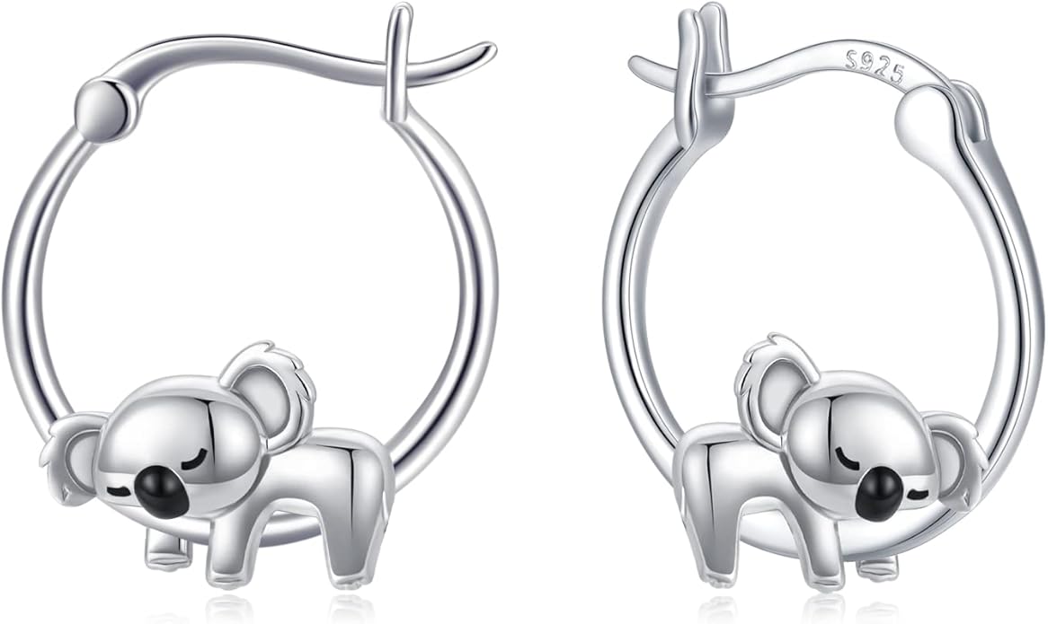 JUSTKIDSTOY Hypoallergenic Panda/Unicorn/Hummingbird/Dolphin Hoop Earrings for Women 925 Sterling Silver Animal Huggie Hoop Earrings Jewelry Gifts for Sensitive Ears