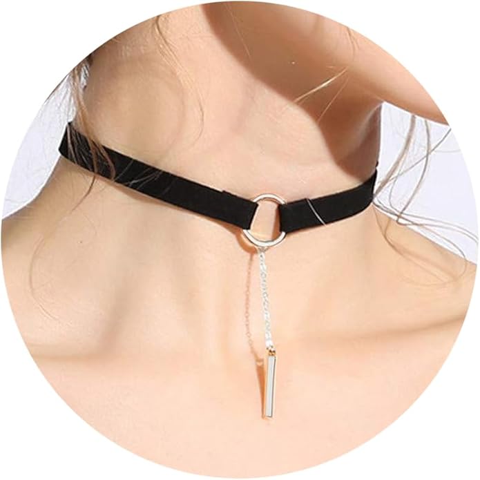Fesciory Black Necklaces for Women, Adjustable Layered Velvet Leather Lace Collar Necklace, Goth Jewelry Gifts.