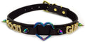 Succuba Handmade Heart Ring Rhinestone Letter Pu Leather Choker Collar Necklace for Women and Men