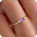 14k Gold Plated Birthstone Rings for Women Dainty Stackable Rings Non Tarnish Thumb CZ Emerald Green Gemstone Ring Cute Jewelry Birthday Valentine Gift for Mother Daughter Band Size 6-11