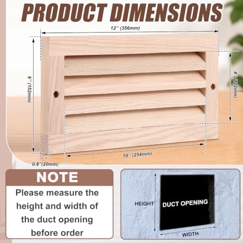 Weysat 1 Pcs 6 x 12 Inch Oak Hardwood Air Return Vent Cover - Image 2