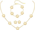 18K Gold-Plated Four Leaf Clover Bracelet for Women,Adjustable lucky Bracelet Set Jewelry Gift-Hypoallergenic Charm for Birthdays, Wellness & Daily Wear