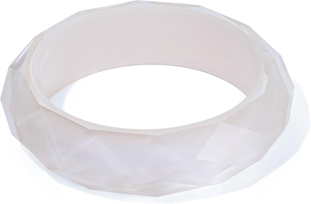 Trendy Acrylic Resin Bangle Bracelet for Women Chunky Transparent Acetate Mottled Plate Bangle Bracelet Statement Jewelry