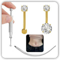 Uni-J Floating Belly Button Rings G23 Titanium 14G Navel Rings - Equipped With Piercing Taper Ball Grabber Tool for Changing Jewelry